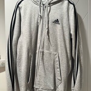 Adidas Men's Gray Full-Zip Hoodie